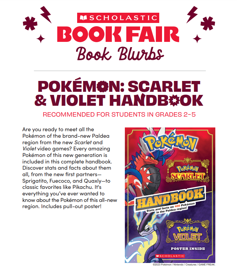 Find it at the fair: Pokemon Handbook